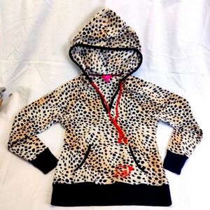 Betsey Johnson Cheetah Hoodie Fleece Sweatshirt Pullover Pocket Women's Sz Med